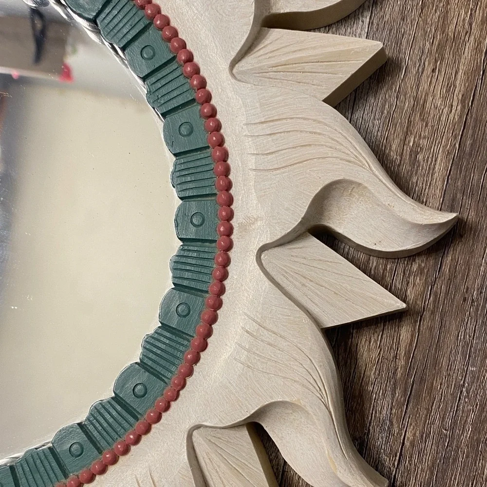 Vintage Home Interiors Cream and Green Decorative Mirror